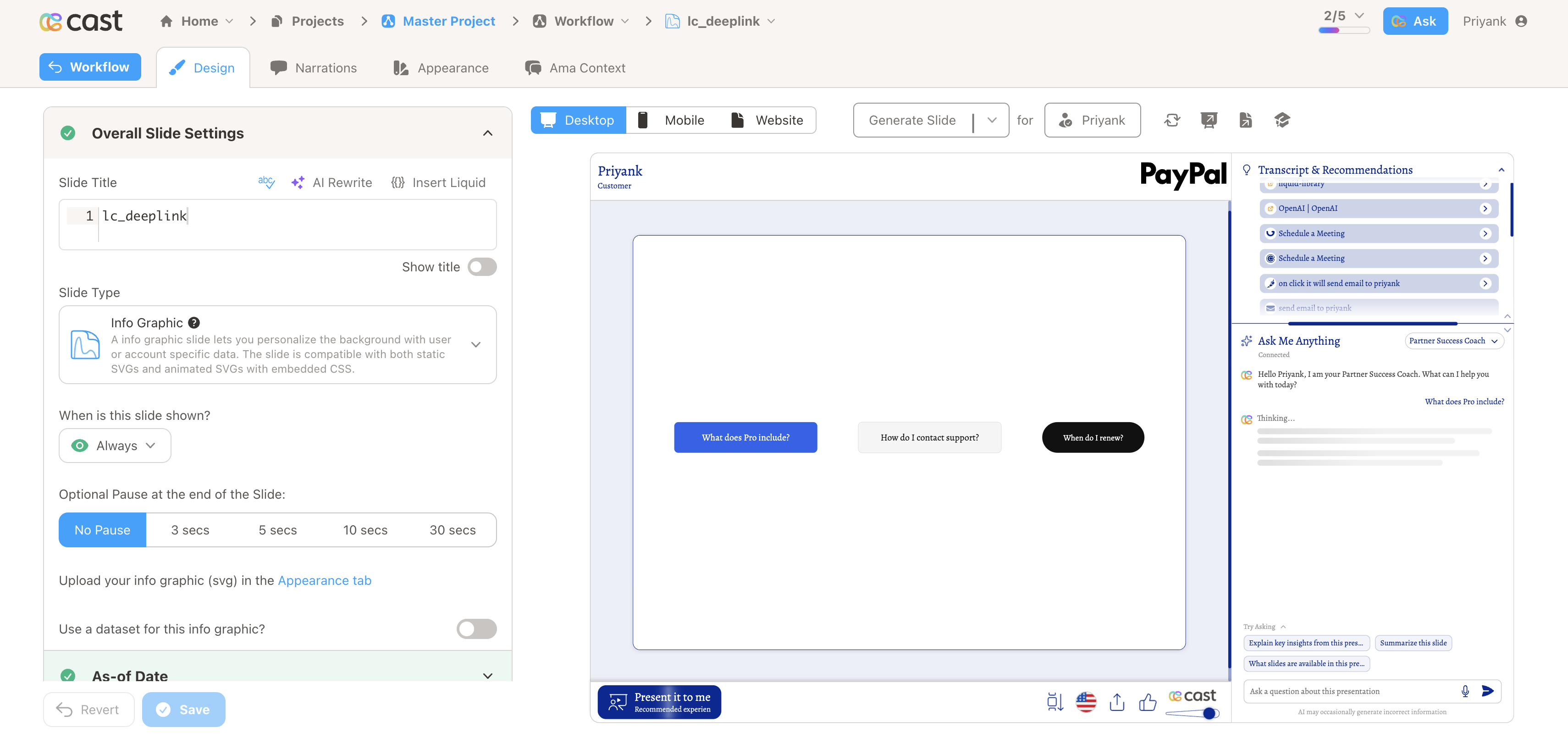 lc_deeplink buttons opening AMA with a submitted question